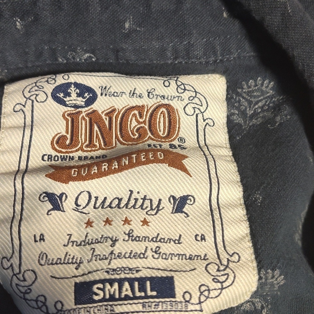 JNCO Dark Blue Floral Button Down Shirt Size S #556 - Picture 3 of 3